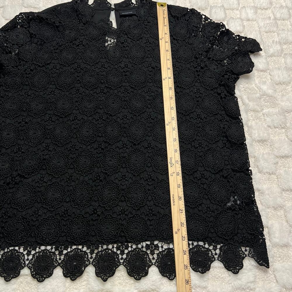 Who What Wear XXL Black Crochet Lace Blouse Scalloped Hem - Picture 7 of 8